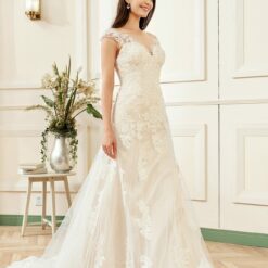 Robe de mariée à encolure bateau en dentelle | Soirée Blanche