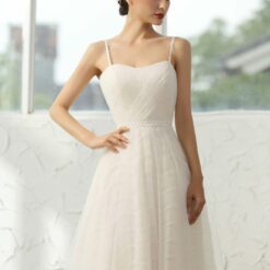 Robe de mariée A plissée simple et dentelle fine | Soirée Blanche