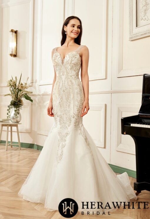 Robe de mariée sirène brodée et perlée | Soirée Blanche