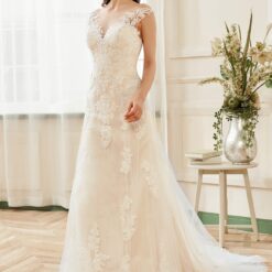 Robe de mariée à encolure bateau en dentelle | Soirée Blanche