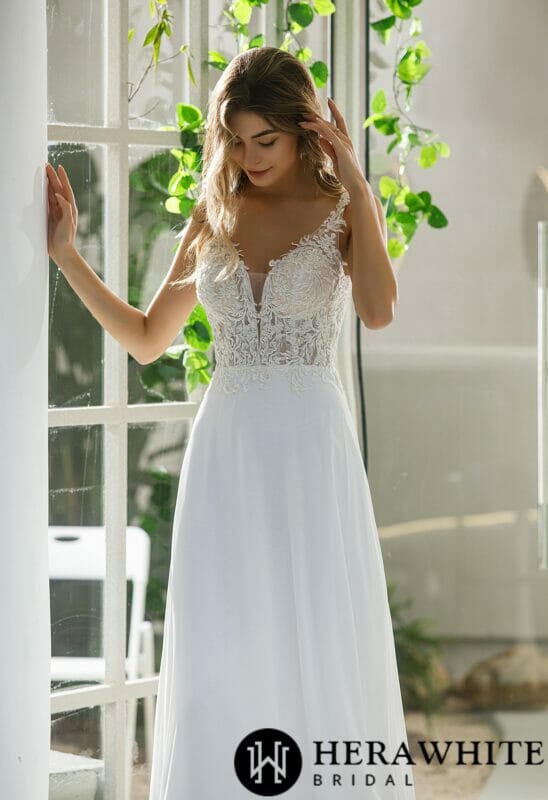 Robe de mariée simple mousseline Robe de mariée simple mousseline
