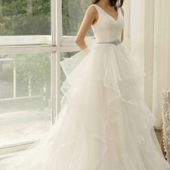 Robe de mariée princesse à volants et ceinture | Soirée Blanche