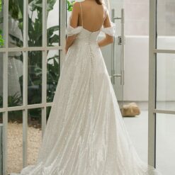 Robe de mariée A scintillante à manches tombantes | Soirée Blanche