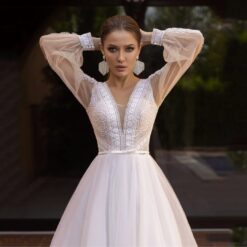 Robe De Mariée Col V Illusion Et Dos Nu image 5 | Soirée Blanche Robe De Mariée Col V Illusion Et Dos Nu