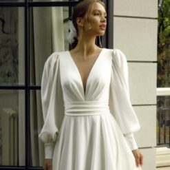 Robe De Mariée Princesse Manches Bouffantes image 7 | Soirée Blanche Robe de Mariée Princesse manche bouffante