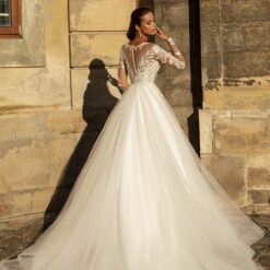 Robe De Mariée A Dentelle Florale A Manches Longues Illusion image 4 | Soirée Blanche Robe De Mariée A Dentelle Florale A Manches Longues Illusion