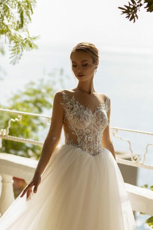Robe De Mariee Princesse Bustier Illusion Soiree Blanche