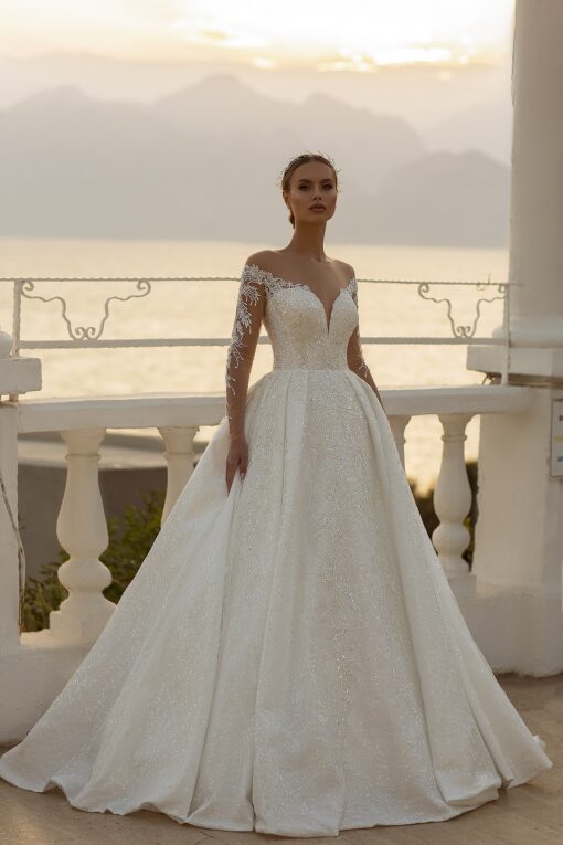 Robe De Mariée Princesse Manches Longues Blanche | Soirée Blanche