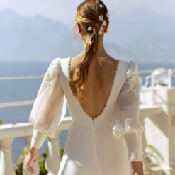 Robe De Mariée Simple Manches Longues Fluides Blanche image 8 | Soirée Blanche Robe De Mariée Simple Manches Longues Fluides Blanche | Soirée Blanche