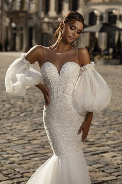 Robe De Mariée Sirène Bustier Blanche