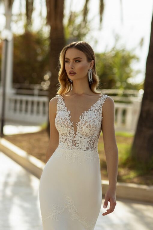 Robe De Mariée Sirène Dos Nu Blanche – Image 3