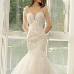Robe de mariée sirène en tulle et dentelle à cœur ouvert | Soirée Blanche