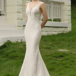 Robe de Mariée Sirène Sexy à double bretelles image 9 | Soirée Blanche Robe de Mariée Sirène Sexy à double bretelles | Soirée Blanche