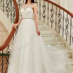 Robe de bal à corsage perlé avec jupe en tulle et volants brillants image 9 | Soirée Blanche Robe de bal à corsage perlé avec jupe en tulle et volants brillants | Soirée Blanche