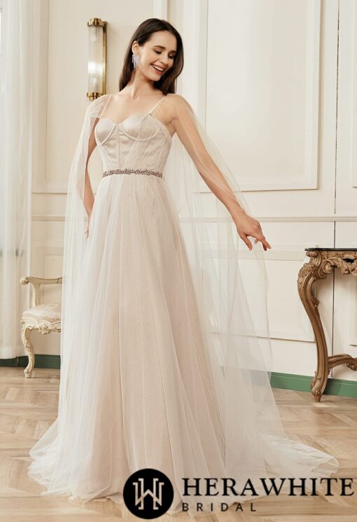 Robe de mariée en tulle avec corset rose nude | Soirée Blanche