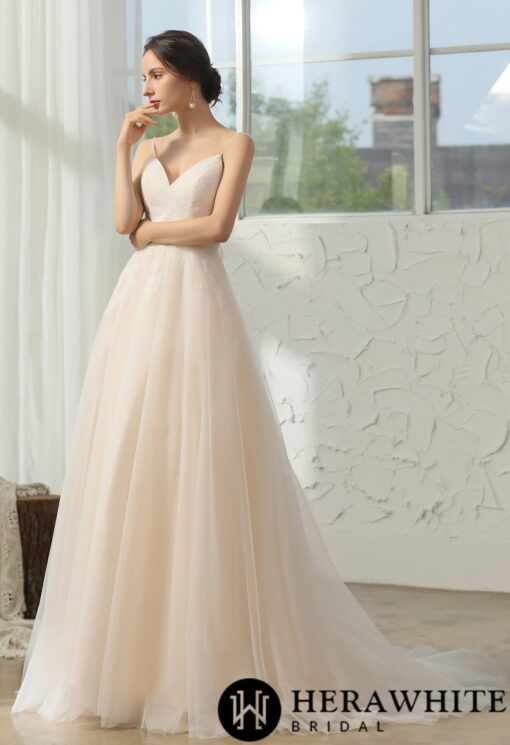 Robe de mariée ligne A plissée en dentelle élégante | Soirée Blanche