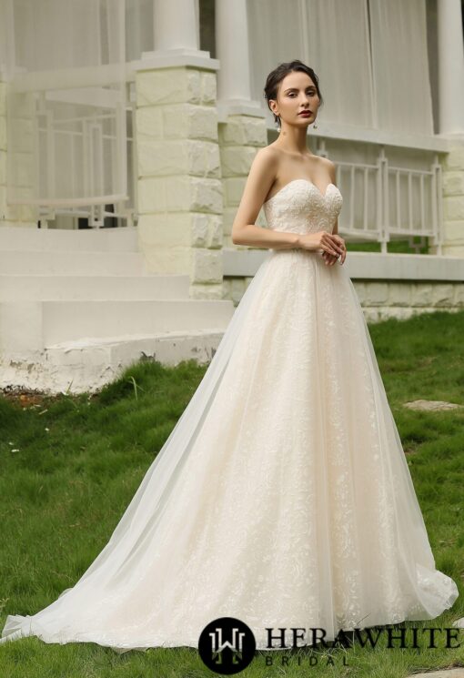 Robe de mariée princesse bustier et dentelle | Soirée Blanche