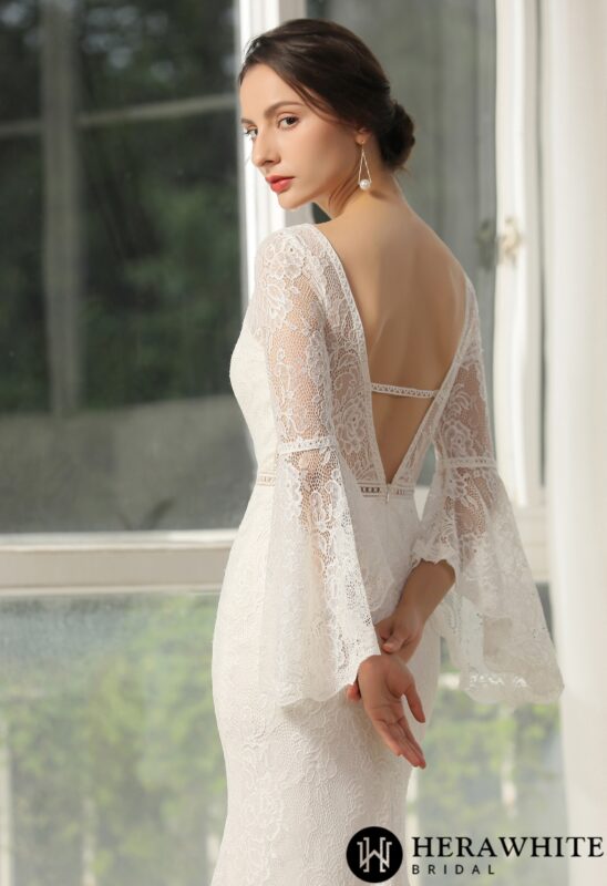 Robe de mariée bras dentelle