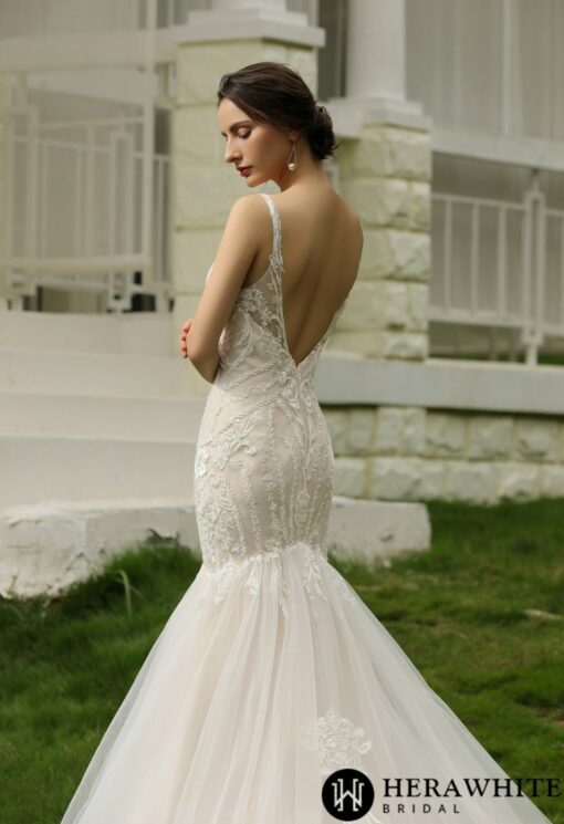 Robe de mariée trompette en dentelle perlée et tulle | Soirée Blanche