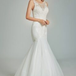 Robe de sirène formelle avec broderies | Soirée Blanche