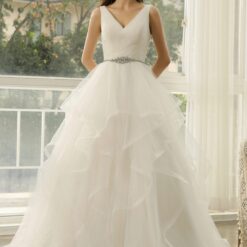 Robe de mariée princesse à volants et ceinture | Soirée Blanche