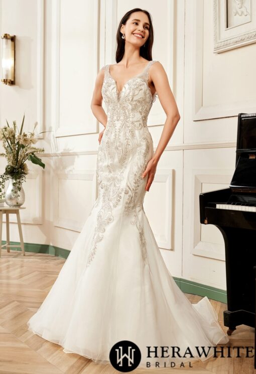Robe de mariée sirène brodée et perlée | Soirée Blanche