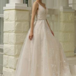 Robe de mariée simple à motifs floraux pailletés | Soirée Blanche