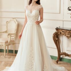 Robe de mariée A à encolure cœur illusion et dentelle | Soirée Blanche