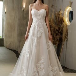 Robe de mariée en dentelle florale avec bretelles détachables aux épaules | Soirée Blanche