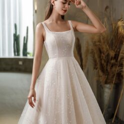 Robe de mariée princesse rose nude à encolure carrée image 9 | Soirée Blanche Robe de mariée princesse rose nude à encolure carrée | Soirée Blanche