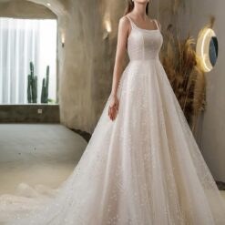 Robe de mariée princesse rose nude à encolure carrée image 12 | Soirée Blanche Robe de mariée princesse rose nude à encolure carrée | Soirée Blanche