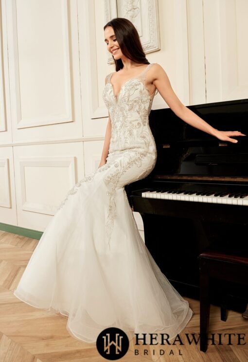 Robe de mariée sirène brodée et perlée | Soirée Blanche