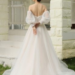 Robe de mariée ligne A bustier avec manches longues détachables image 14 | Soirée Blanche Robe de mariée ligne A bustier avec manches longues détachables | Soirée Blanche