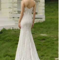 Robe de mariée fourreau en dentelle avec bretelles spaghetti image 14 | Soirée Blanche Robe de mariée fourreau en dentelle avec bretelles spaghetti | Soirée Blanche