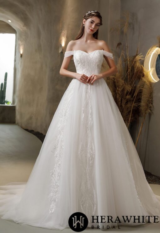 Robe De Mariée Princesse Manches Tombantes | Soirée Blanche