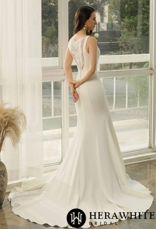 Robe de mariée sirène avec dos en dentelle fantaisie | Soirée Blanche