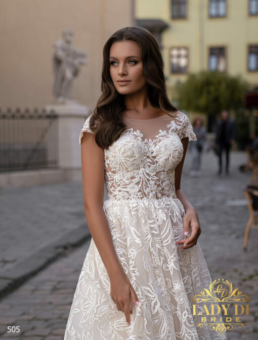 Robe De Mariée A dentelle florale élégante avec perles | Soirée Blanche