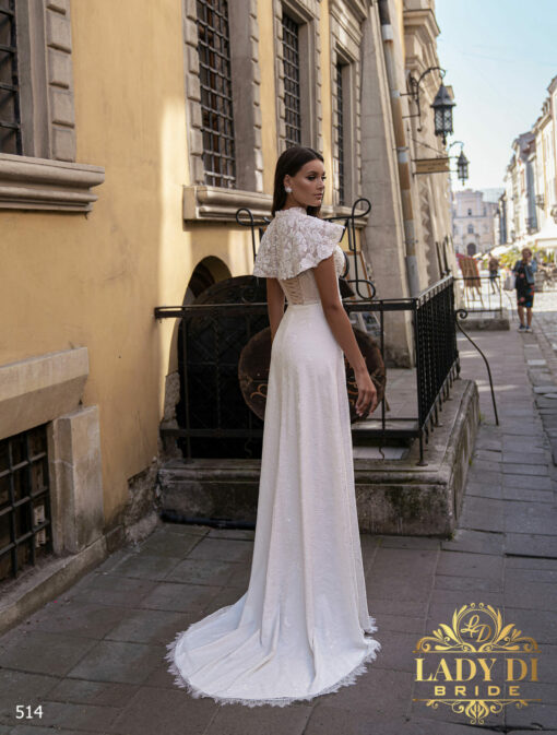 Robe De Mariée fourreau bustier avec cape | Soirée Blanche