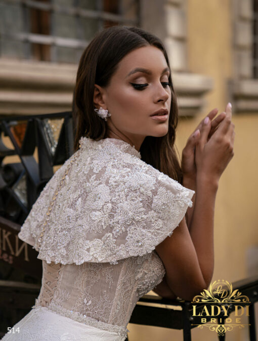 Robe De Mariée fourreau bustier avec cape | Soirée Blanche