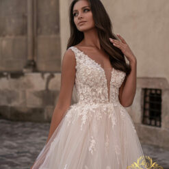Robe De Mariée princesse à volants et appliques florales | Soirée Blanche
