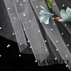 Voile de Mariée Perlé Court | Soirée Blanche