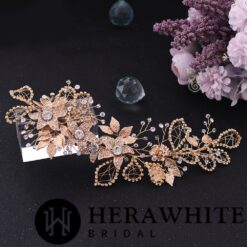 Serre Tête De Mariée Feuille D'Or | Soirée Blanche