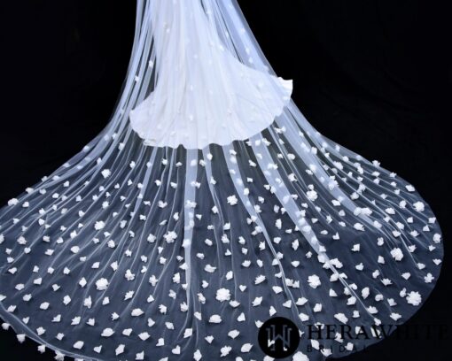Voile de Mariée Long à Fleurs | Soirée Blanche