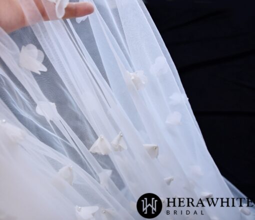 Voile de Mariée Long à Fleurs | Soirée Blanche