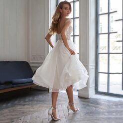 Robe De Mariée Originale Courte Blanche image 5 | Soirée Blanche Robe De Mariée Originale Courte Blanche