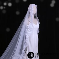 Long Voile de Mariée Dentellé | Soirée blanche
