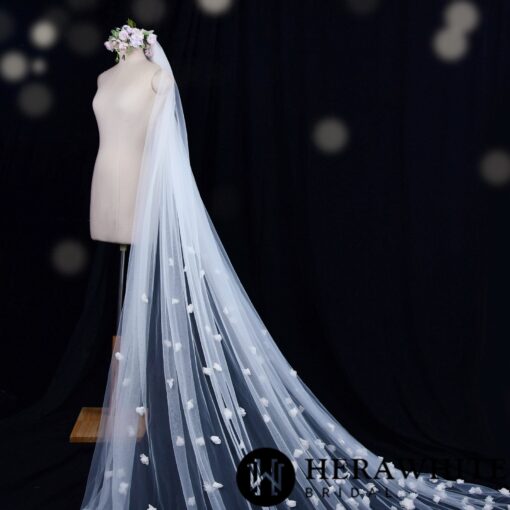 Voile de Mariée Long à Fleurs | Soirée Blanche