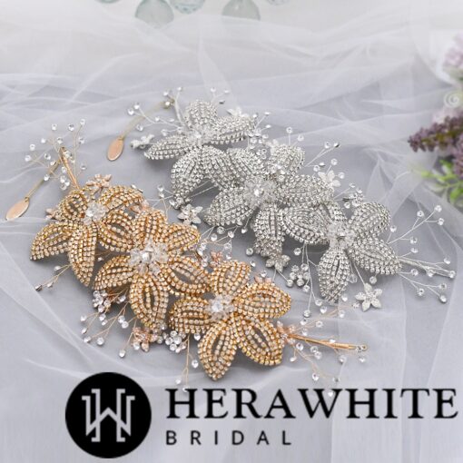 Serre-tête De Mariée A Fleurs Et A Strass | Soirée Blanche