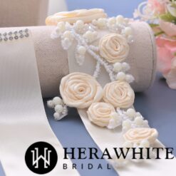 Ceinture de Mariée A Fleurs Satinées | Soirée Blanche