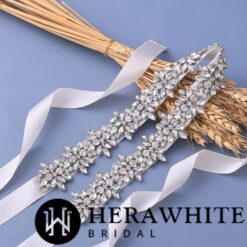 Ceinture de Mariée Fleurs en Cristal | Soirée Blanche